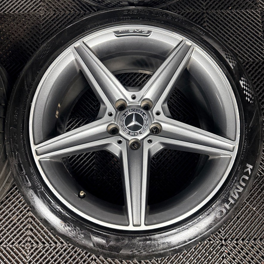 18'' Mercedes AMG C Class W205 Grey DC 5 Spoke Alloy Wheels Tyres Alloys Genuine
