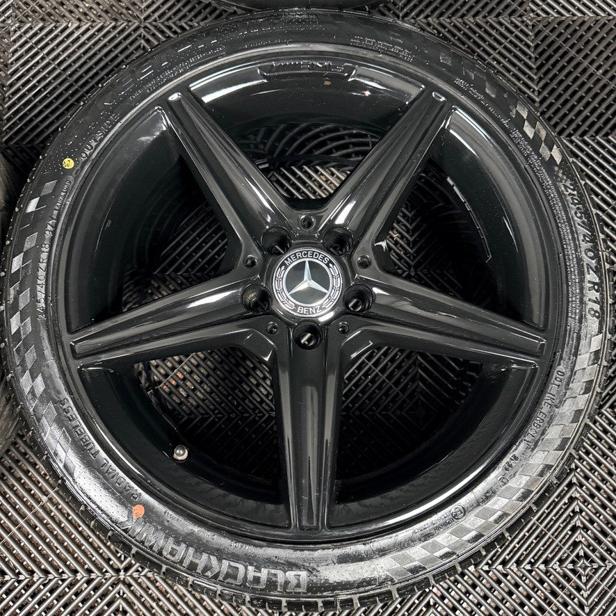 18'' Mercedes AMG C Class W205 Black 5 Spoke Alloy Wheels Tyres Alloys Genuine