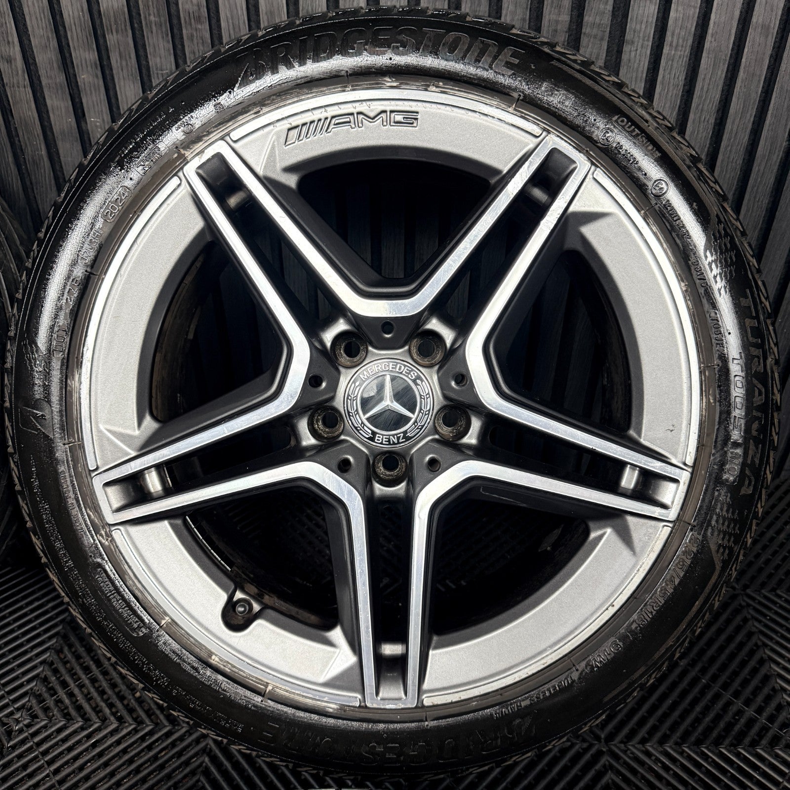 18'' Mercedes AMG C Class W205 Grey 5 Spoke Alloy Wheels Tyres Alloys Genuine