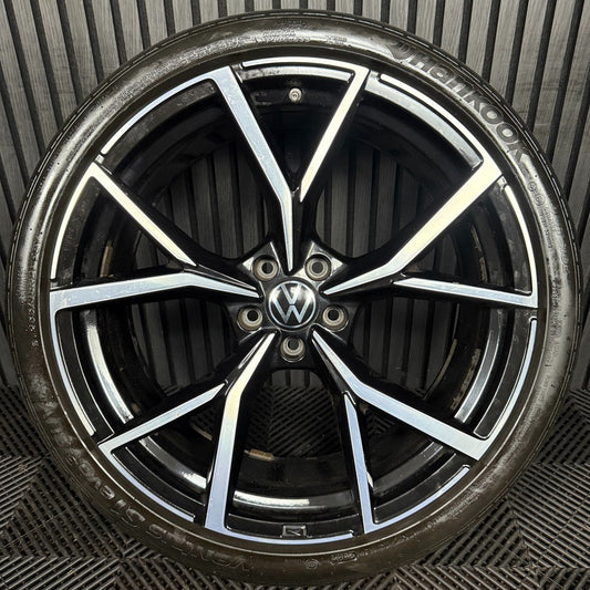 1X 21'' GENUINE VW TIGUAN ESTORIL R BLACK DC ALLOY TYRE WHEEL 5NA601025AK