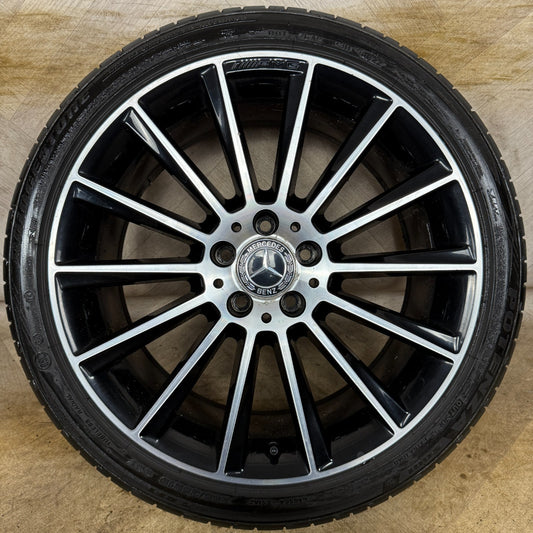 1X 19" GENUINE AMG MERCEDES C CLASS BLACK DC ALLOY WHEEL W205 REAR A2054011400