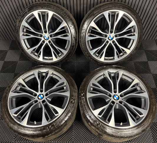 21'' GENUINE BMW X5 F15 599 X6 F16 BLACK M SPORT ALLOY WHEELS TYRES ALLOYS