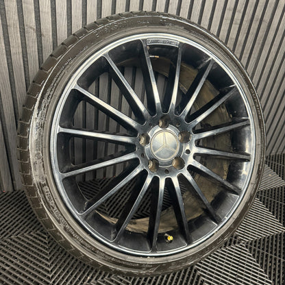1X 19" GENUINE MERCEDES A CLASS CLA A35 BLACK ALLOY WHEEL TYRE W176 A1764010502