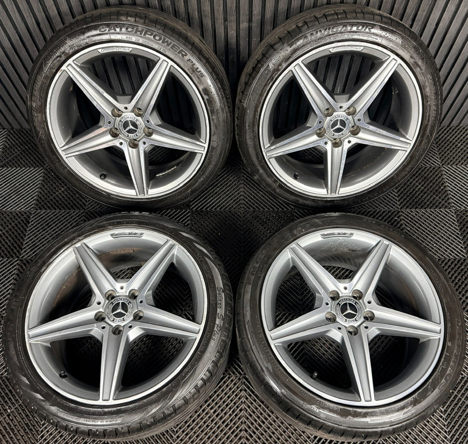 18'' Mercedes AMG C Class W205 Grey DC 5 Spoke Alloy Wheels Tyres Alloys Genuine