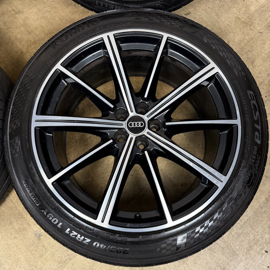 21'' GENUINE AUDI Q7 S LINE RS BLACK DC ALLOY WHEELS ALLOYS TYRES 4M0601025CC