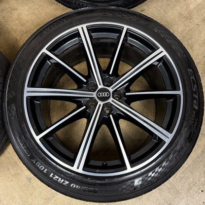 21'' GENUINE AUDI Q7 S LINE RS BLACK DC ALLOY WHEELS ALLOYS TYRES 4M0601025CC