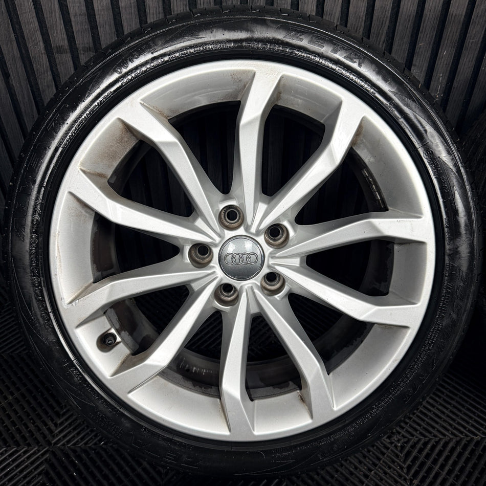18'' Audi A4 Silver B8 B9 10 Spoke Alloy Wheels Alloys Tyres 8W0601025H Genuine
