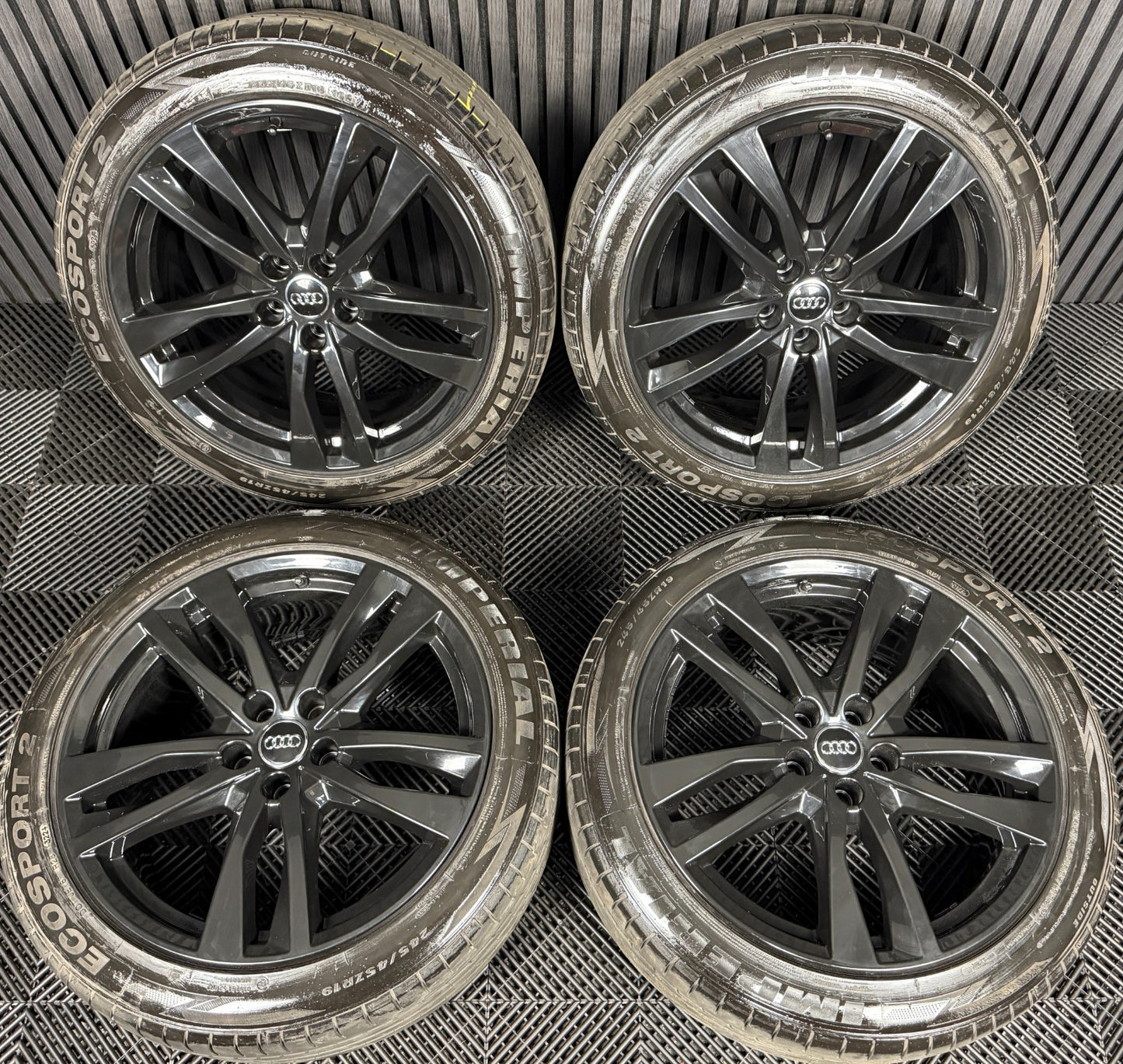 19" GENUINE AUDI A6 C8 S LINE BLACK 5 DOUBLE SPOKE ALLOY WHEELS TYRES 4K0601025H