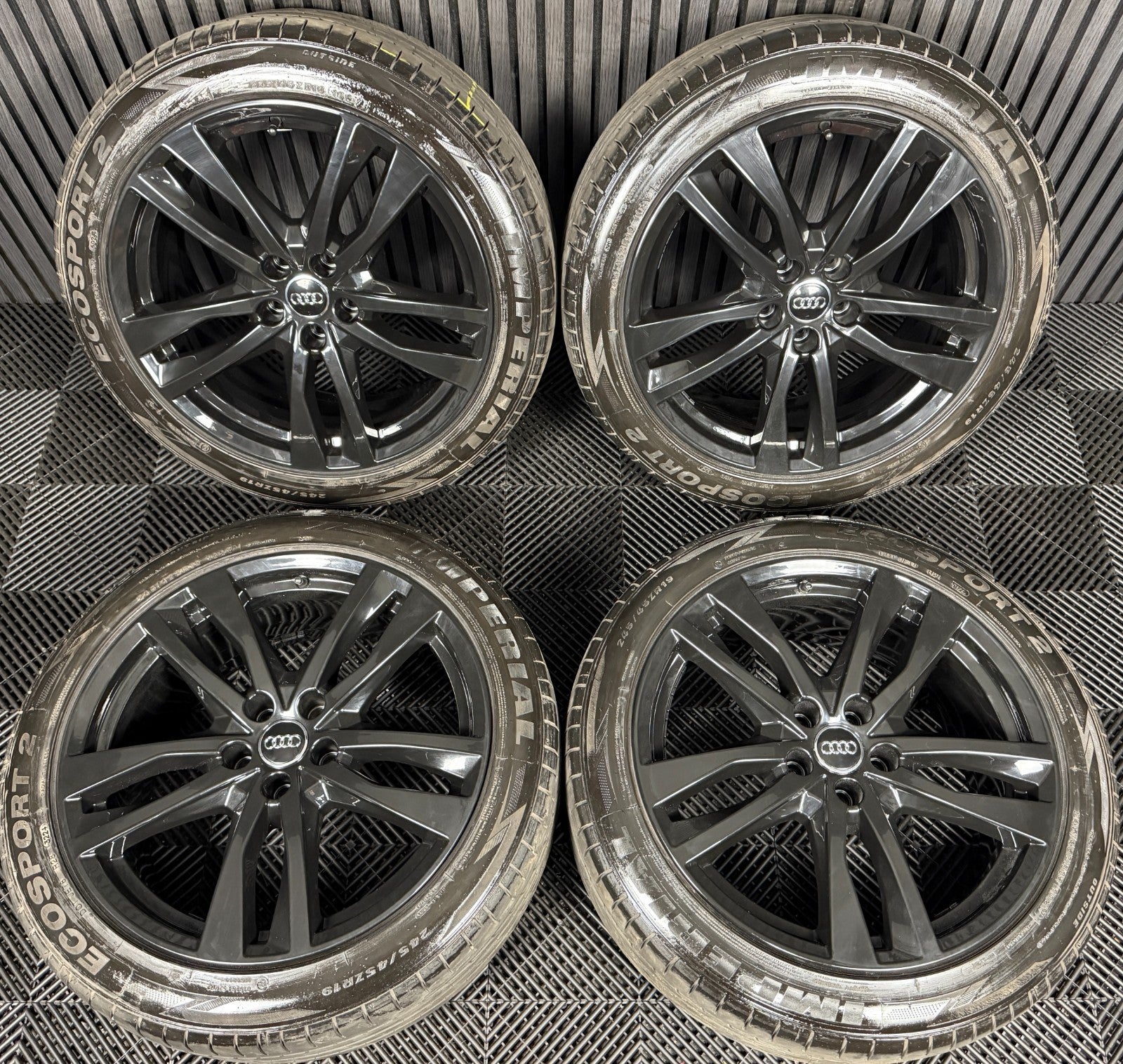 19" GENUINE AUDI A6 C8 S LINE BLACK 5 DOUBLE SPOKE ALLOY WHEELS TYRES 4K0601025H