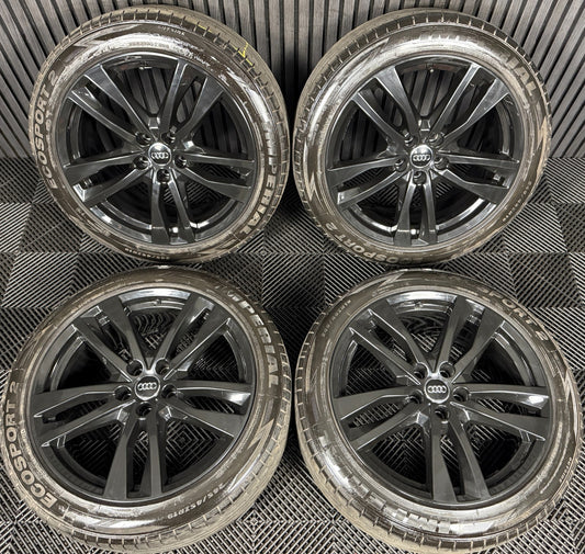 19" GENUINE AUDI A6 C8 S LINE BLACK 5 DOUBLE SPOKE ALLOY WHEELS TYRES 4K0601025H