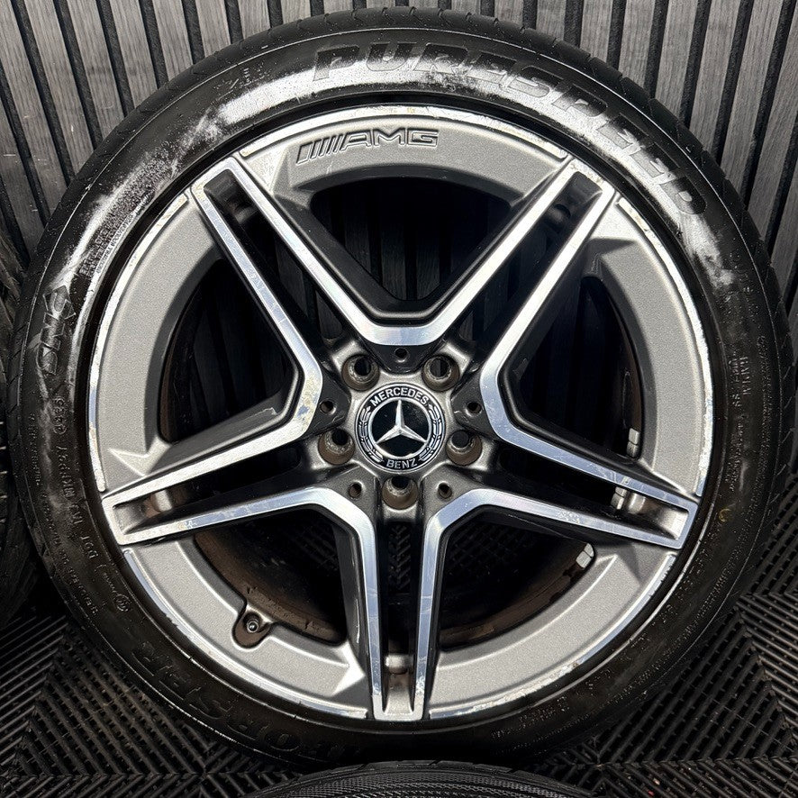 18'' Mercedes AMG C Class W205 Grey 5 Spoke Alloy Wheels Tyres Alloys Genuine