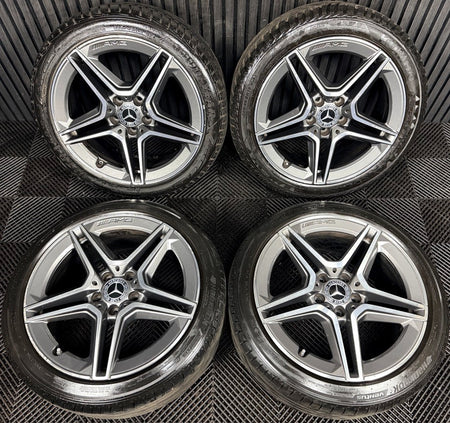 18'' Mercedes AMG C Class W205 Grey 5 Spoke Alloy Wheels Tyres Alloys Genuine