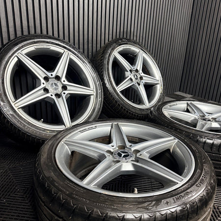 18'' Mercedes AMG C Class W205 Grey DC 5 Spoke Alloy Wheels Tyres Alloys Genuine