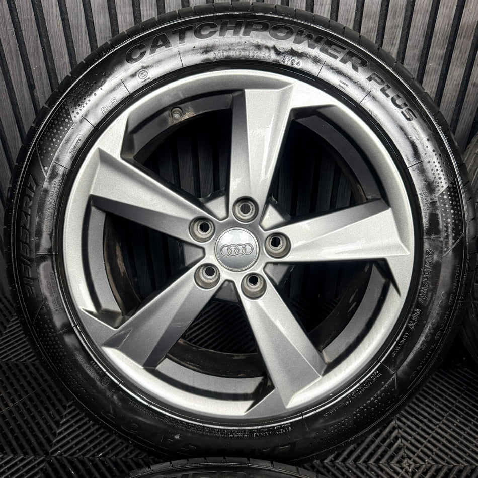17'' Audi Q2 5 Spoke Grey Alloy Wheels Tyres Alloys 81A601025B Genuine