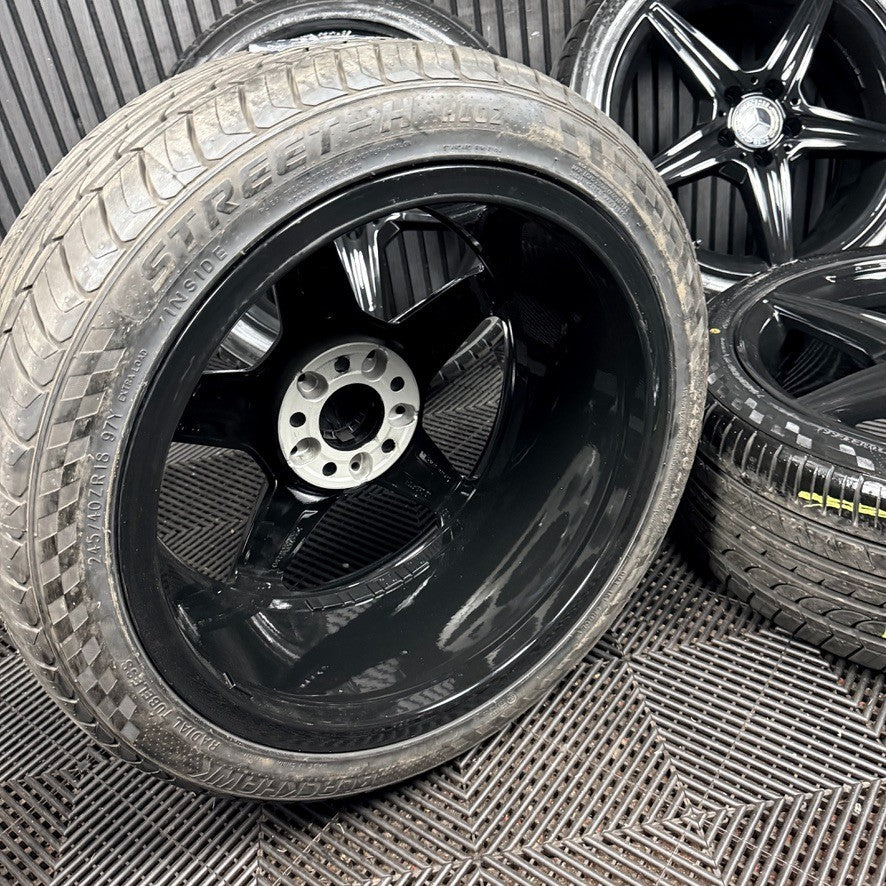 18'' Mercedes AMG C Class W205 Black 5 Spoke Alloy Wheels Tyres Alloys Genuine