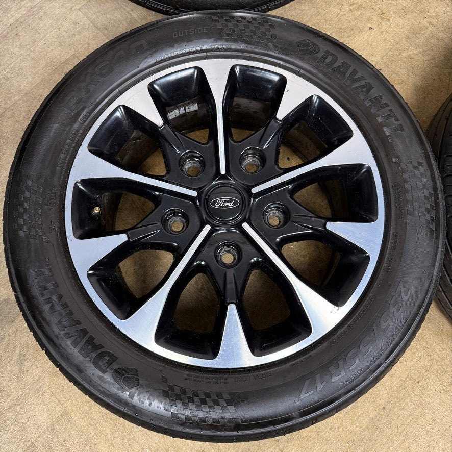 17" GENUINE FORD TRANSIT CUSTOM BLACK DC ALLOY WHEELS TYRES HK21EA