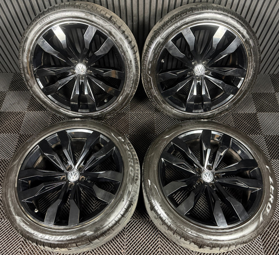 21'' GENUINE VW TOUAREG SUZUKA BLACK R LINE WHEELS ALLOYS TYRES Q7 760601025D
