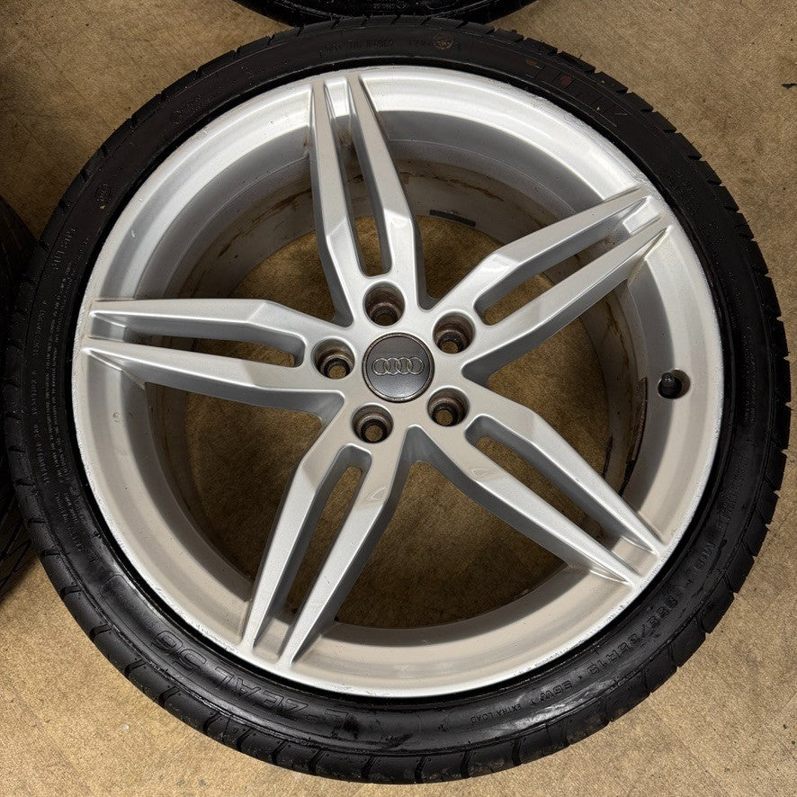 19'' GENUINE AUDI A5 S LINE S5 STAR SILVER ALLOY WHEELS ALLOYS TYRES 8W0601025AM