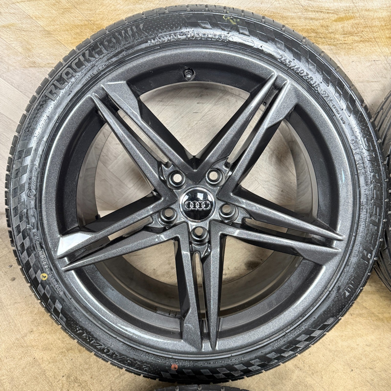 18" GENUINE AUDI A5 S LINE GREY STAR ALLOY WHEELS ALLOYS TYRES 8W0601025DE