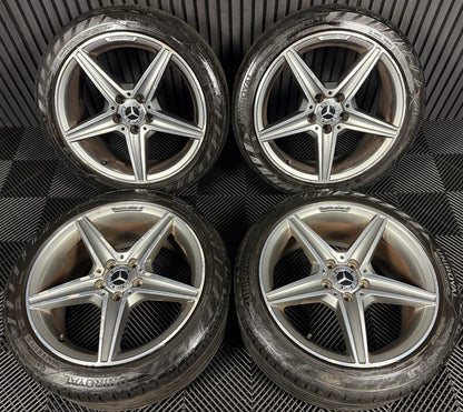 18'' GENUINE MERCEDES AMG C CLASS W205 GREY DC 5 SPOKE ALLOY WHEELS TYRES ALLOYS
