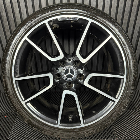 1X 19" GENUINE AMG MERCEDES C CLASS BLACK C43 ALLOY WHEEL W205 FRONT A2054012300