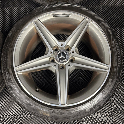 18'' GENUINE MERCEDES AMG C CLASS W205 GREY DC 5 SPOKE ALLOY WHEELS TYRES ALLOYS