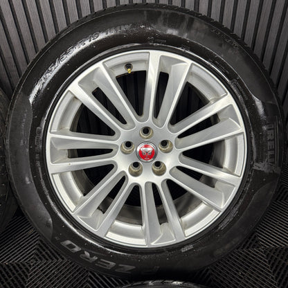 19'' GENUINE JAGUAR F PACE SILVER 7 DOUBLE SPOKE ALLOY WHEELS TYRES HK83-1007-DA