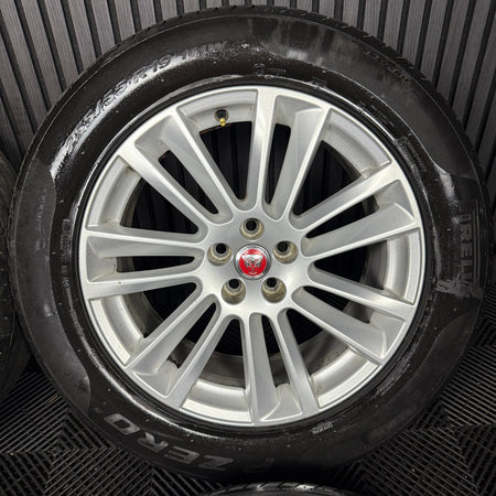 19'' GENUINE JAGUAR F PACE SILVER 7 DOUBLE SPOKE ALLOY WHEELS TYRES HK83-1007-DA