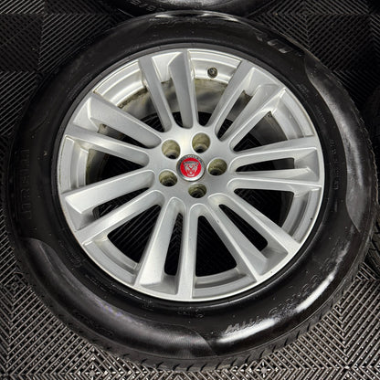 19'' GENUINE JAGUAR F PACE SILVER 7 DOUBLE SPOKE ALLOY WHEELS TYRES HK83-1007-DA