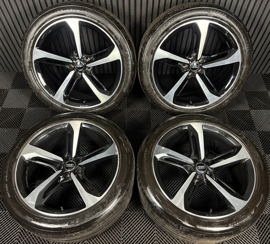 21'' GENUINE AUDI Q7 S LINE RS BLACK DC ALLOY WHEELS ALLOYS TYRES 4M0601025AA
