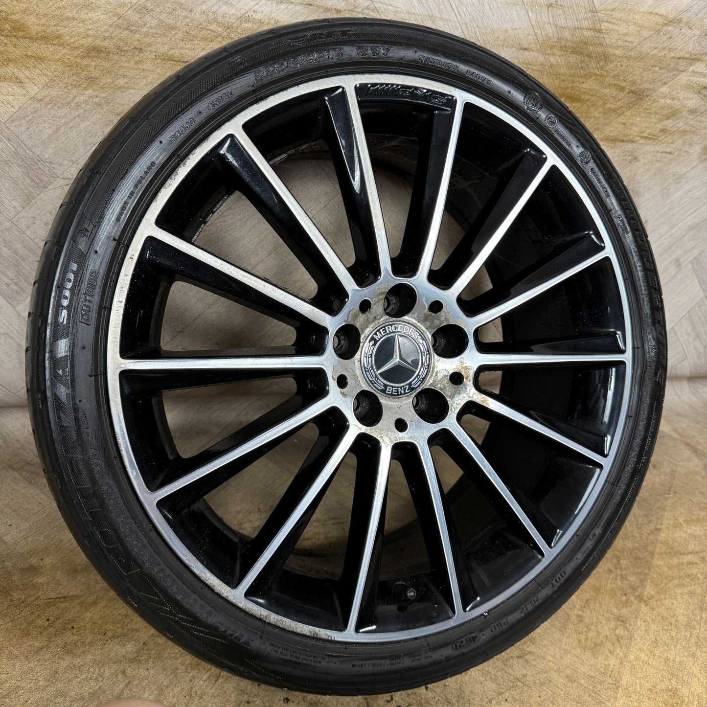 1X 19" GENUINE AMG MERCEDES C CLASS BLACK DC ALLOY WHEEL W205 FRONT A2054011300