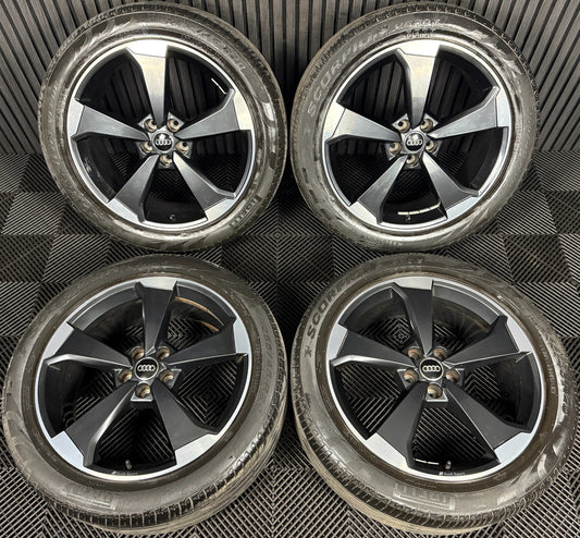 20'' GENUINE AUDI Q5 S LINE ROTOR BLACK EDITION ALLOY WHEELS TYRES 80A601025AQ