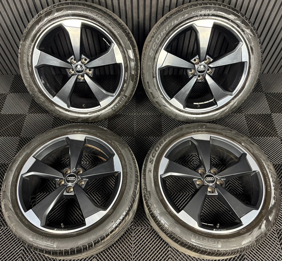20'' GENUINE AUDI Q5 S LINE ROTOR BLACK EDITION ALLOY WHEELS TYRES 80A601025AQ