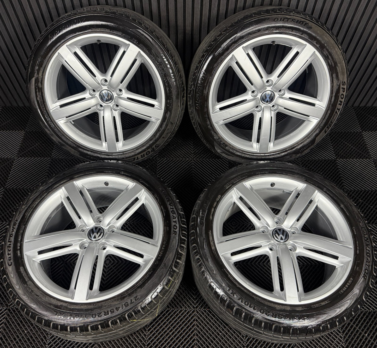 20'' GENUINE VW TOUAREG METROPOLITAN SILVER ALLOY WHEELS ALLOYS TYRES 7P6601025G