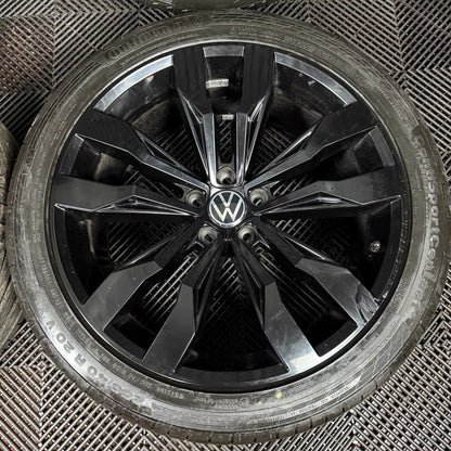 20'' GENUINE VW TIGUAN R LINE SUZUKA BLACK ALLOY WHEELS TYRES ALLOYS 5NA601025G