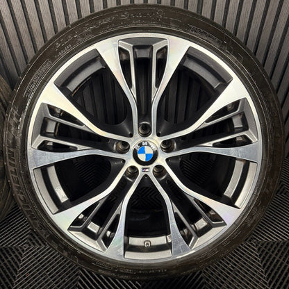 21'' GENUINE BMW X5 F15 599 X6 F16 BLACK M SPORT ALLOY WHEELS TYRES ALLOYS