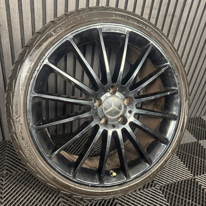 1X 19" GENUINE MERCEDES A CLASS CLA A35 BLACK ALLOY WHEEL TYRE W176 A1764010502