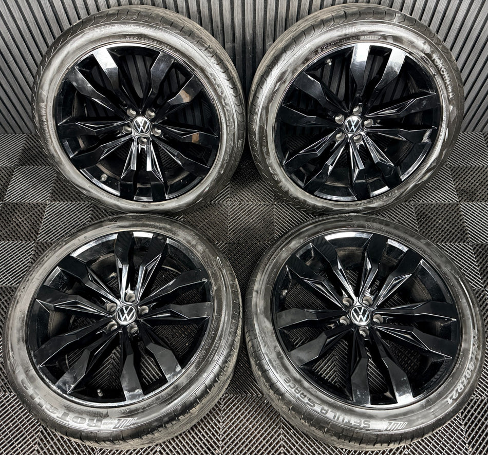 21'' VW Touareg Suzuka Black R Line Alloy Wheels Tyres Q7 760601025D Genuine