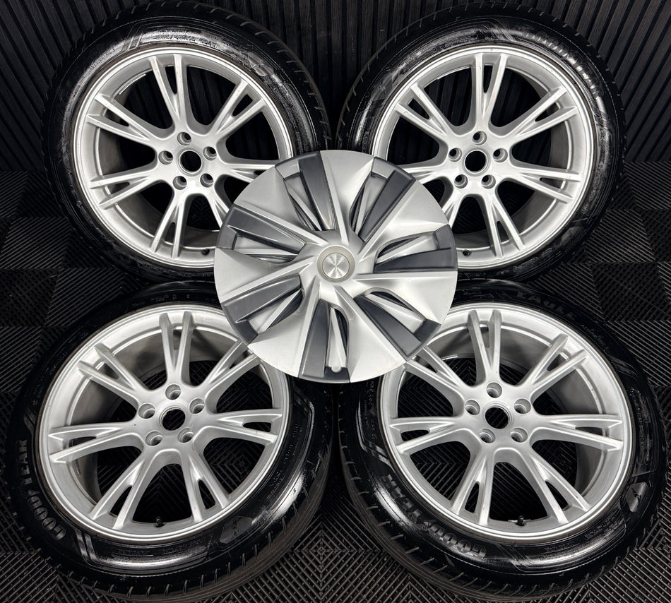 19'' Tesla Model Y Silver Alloy Wheels with Caps 1188222-00-B Genuine