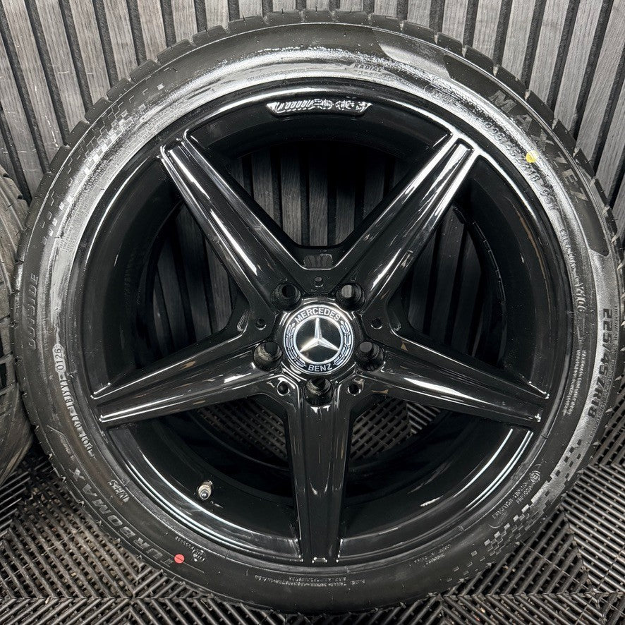 18'' Mercedes AMG C Class W205 Black 5 Spoke Alloy Wheels Tyres Alloys Genuine
