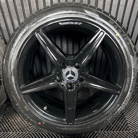 18'' Mercedes AMG C Class W205 Black 5 Spoke Alloy Wheels Tyres Alloys Genuine