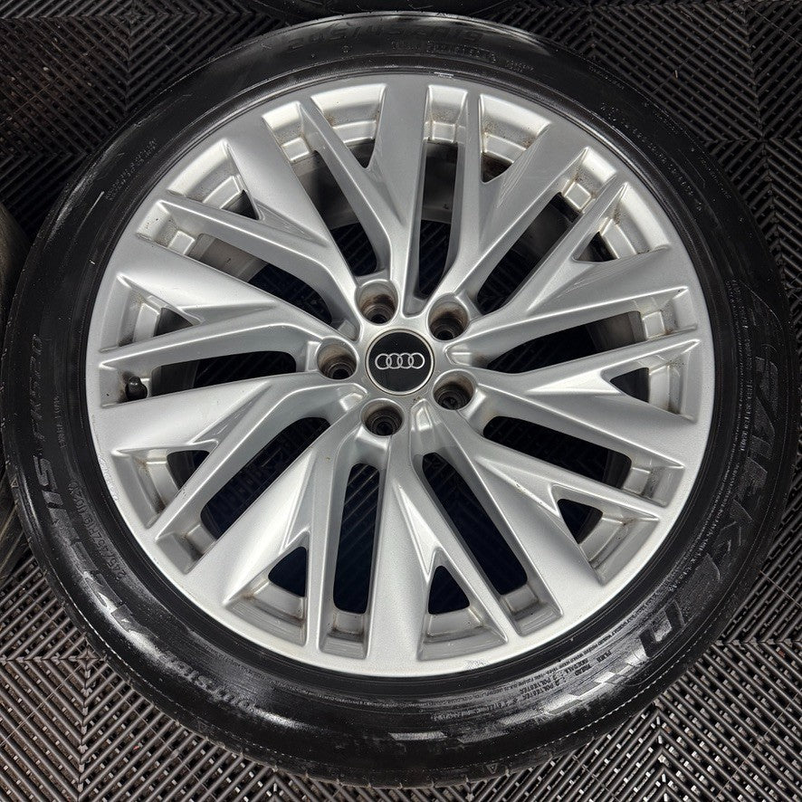 19" GENUINE AUDI A7 MULTISPOKE SILVER A8 ALLOY WHEELS TYRES 4K8601025E 5X112