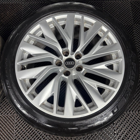19" GENUINE AUDI A7 MULTISPOKE SILVER A8 ALLOY WHEELS TYRES 4K8601025E 5X112