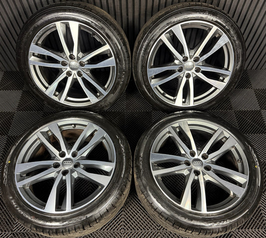 19'' GENUINE AUDI A6 C8 S LINE 5 DOUBLE SPOKE ALLOY WHEELS TYRES 4K0601025H