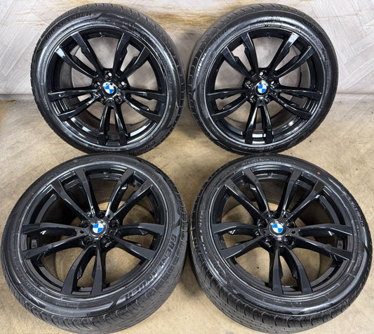 20'' GENUINE BMW X5 F15 469 X6 F16 BLACK M SPORT ALLOY WHEELS TYRES ALLOYS