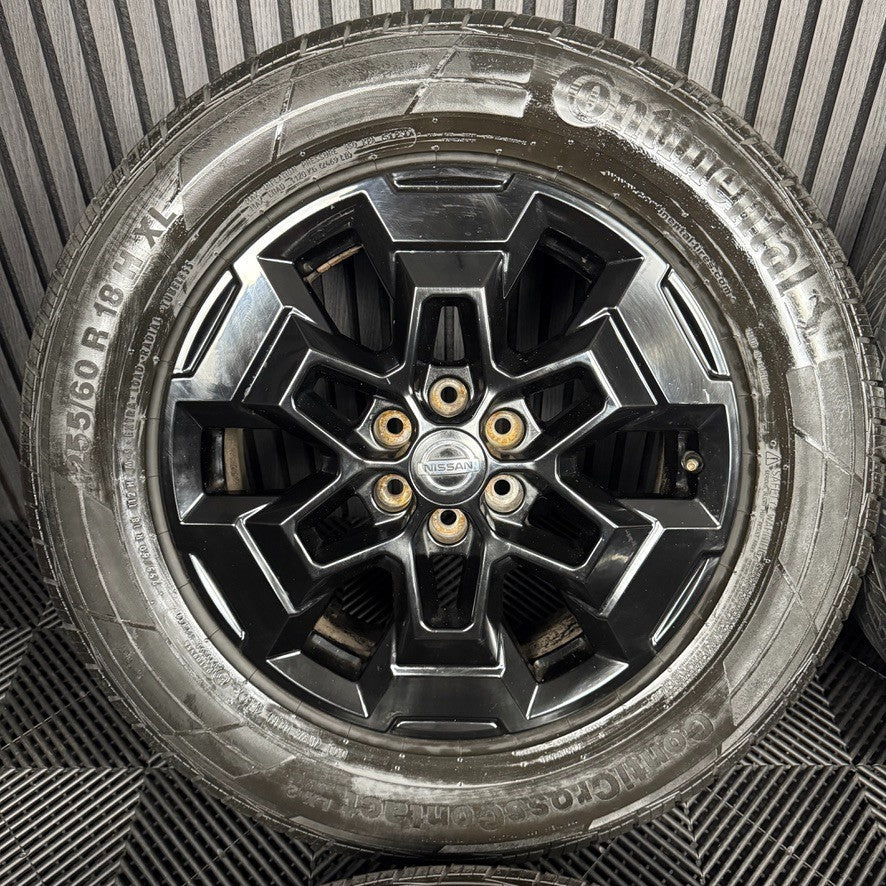 18'' GENUINE NISSAN NAVARA D40 NP300 BLACK ALLOY WHEELS TYRES ALLOYS 5JU3A