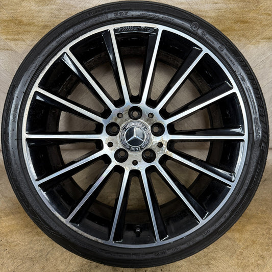 1X 19" GENUINE AMG MERCEDES C CLASS BLACK DC ALLOY WHEEL W205 FRONT A2054011300