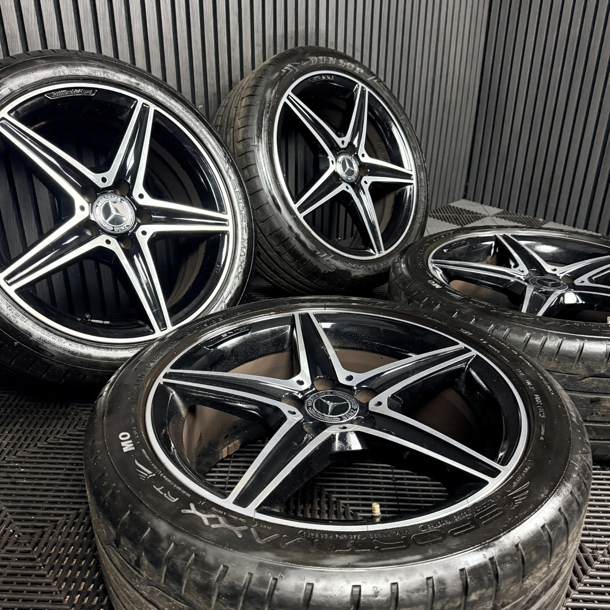18'' Mercedes AMG C Class C43 W205 Black DC 5 Spoke Wheels Tyres Alloys Genuine