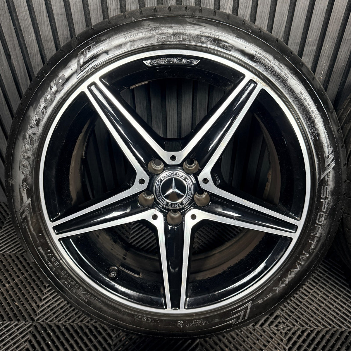 18'' Mercedes AMG C Class C43 W205 Black DC 5 Spoke Wheels Tyres Alloys Genuine
