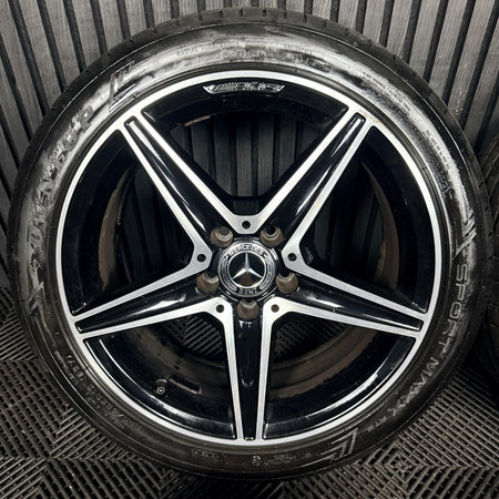 18'' Mercedes AMG C Class C43 W205 Black DC 5 Spoke Wheels Tyres Alloys Genuine